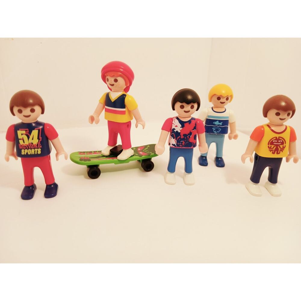 Playmobil Playground Playset Of 5 Boys 1 Skate board 1 Hat Imaginative Pack#201